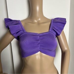 Purple Ruffle Sleeve Crop Top Bardoh Purple ruffle crop top #croptop